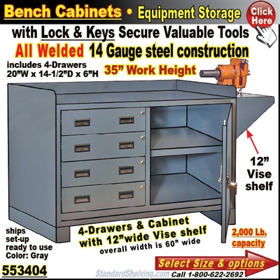 553404 / Heavy-Duty 4-Drawer Bench Storage Cabinet