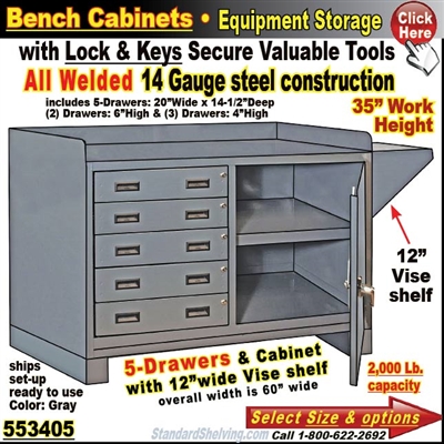 553405 / Heavy-Duty 5-Drawer Bench Storage Cabinet