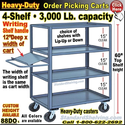 88DO / 4-Shelf Order Picking Truck with writing shelf