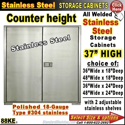 88KE / 37"High Stainless Steel Storage Cabinets