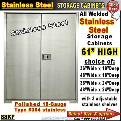 88KF / 61"High Stainless Steel Storage Cabinets