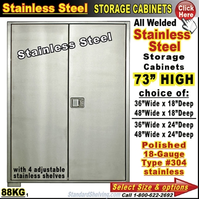 88KG / 73"High Stainless Steel Storage Cabinets