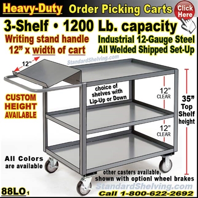 88LO / Heavy-Duty Order Picking 3-Shelf Trucks