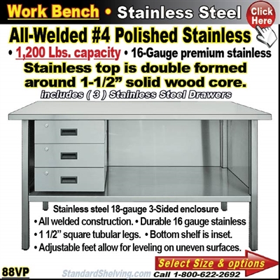 88VP / Stainless Steel Work Benches