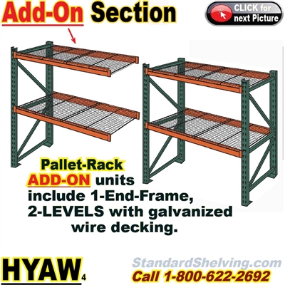 (25) Pallet Rack ADD-ON Unit with Wire-Decking / HYAW