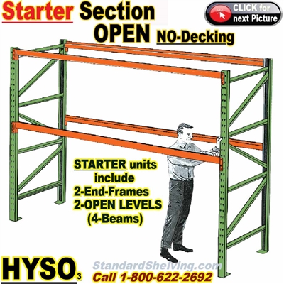 (20) Pallet Racks Starter Unit OPEN (no-decking) / HYSO