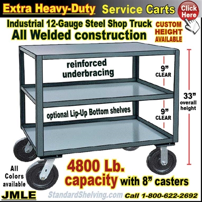 JMLE / Extra Heavy Duty 3-Shelf Rolling Steel Table