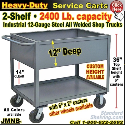 JMNB / Heavy Duty 12" Deep-Lip Shelf Service Cart
