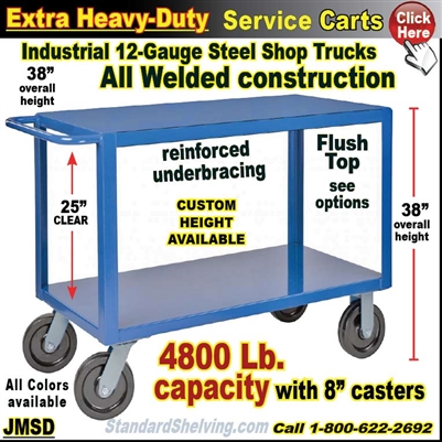 JMSD / Extra Heavy Duty 2-Shelf Service Cart & Rolling Table