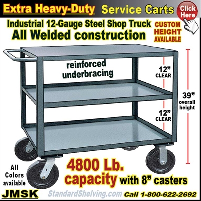 JMSK / Extra Heavy Duty 3-Shelf Service Cart & Rolling Table