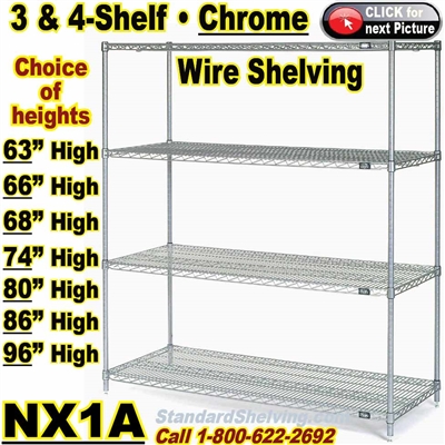 (10) Industrial Chrome Wire Shelving / NX1A