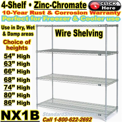 (25) Zinc-Chromate 4-Shelf Wire Shelving / NX1B