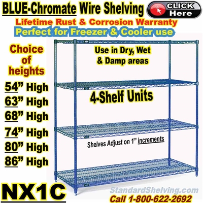 (40) Blue-Chromate 4-Shelf Wire Shelving / NX1C