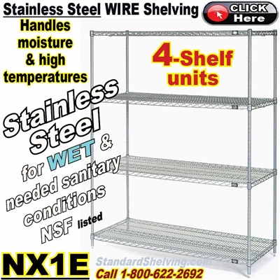 (50) Stainless Steel 4-Shelf Wire Shelving / NX1E