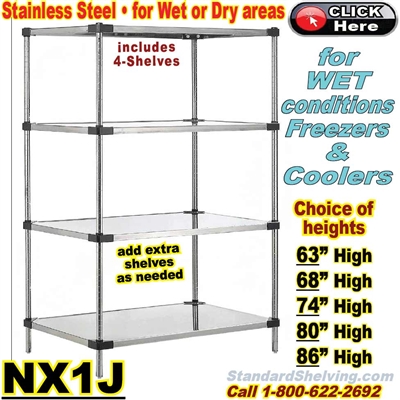 (70) Stainless Steel Solid Shelving / NX1J