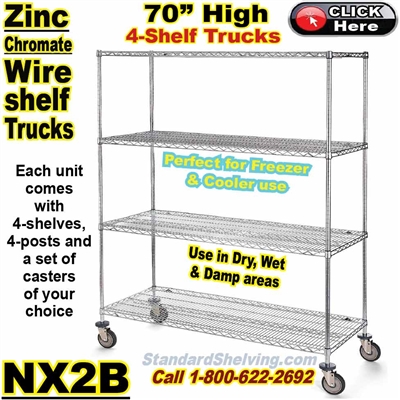 (20) Zinc-Chromate Wire 4-Shelf Trucks / NX2B