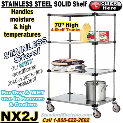 70"High Stainless Steel Solid 4-Shelf Trucks / NX2J