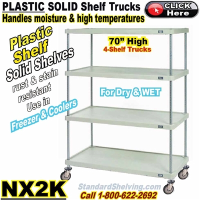 Plastic 4-Shelf Solid Shelf Truck 70"High / NX2K
