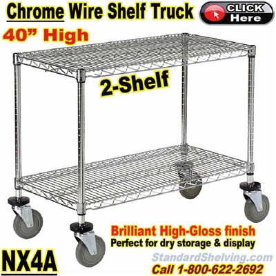 (15) Chrome Wire 2-Shelf Trucks 40"High / NX4A