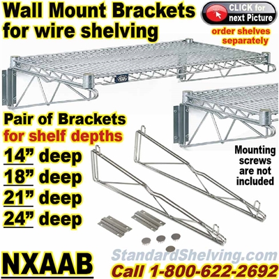 (175) Wall Mount Brackets for Wire Shelving / NXAAB