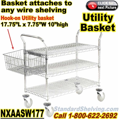 (195) Hook-on Wire Basket for Wire Shelves / NXAASW177
