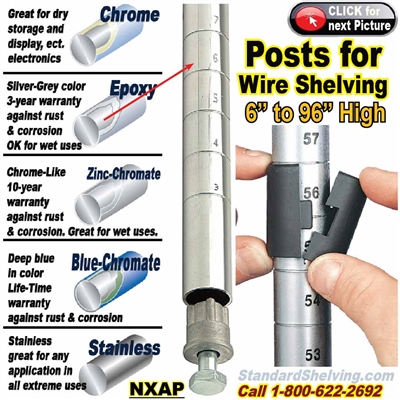 (135) POSTS for Wire Shelving / NXAP