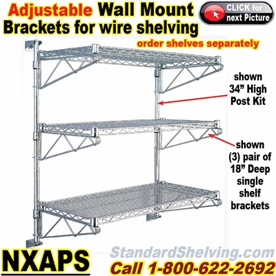 (180) Adjustable Wall Mount for Wire Shelving / NXAPS