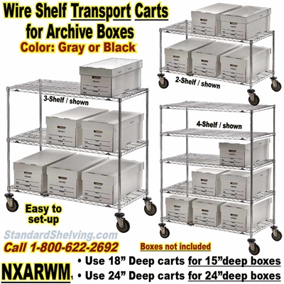 (141) Wire Shelf Archive Transport Carts  / NXARWM