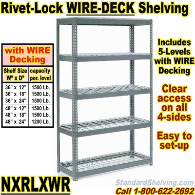 (141) Heavy-Duty Wire-Deck Rivet Shelving / NXRLXWR