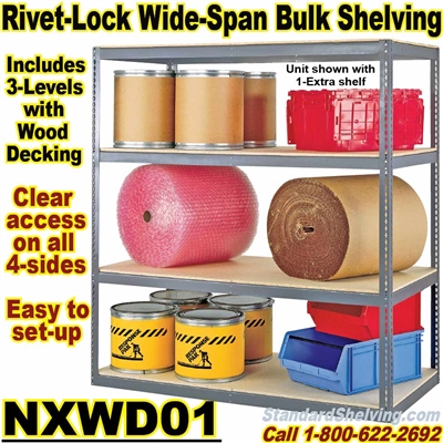 (101) Wood-Deck Industrial Rivet Shelving / NXWD01