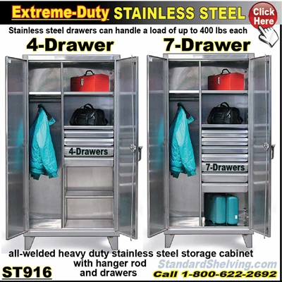 ST916 / Extreme Duty Stainless 4/7-Drawer Wardrobe Cabinet
