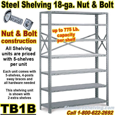 (20A) 18 gauge Open Steel Shelving / N&B / TB1B