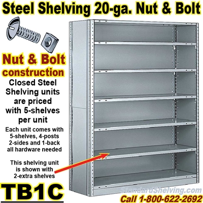 (35A) 20 gauge Closed Steel Shelving / N&B / TB1C