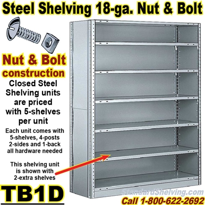 (50A) 18 gauge Closed Steel Shelving / N&B / TB1D