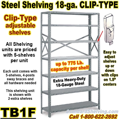 (25A) 18 gauge Open Steel Shelving / Clip-Type / TB1F