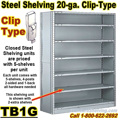 (40A) 20 gauge Closed Steel Shelving / Clip-Type / TB1G