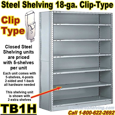 (55A) 18 gauge Closed Steel Shelving / Clip-Type / TB1H