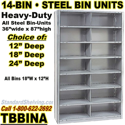 (205) 14-Bin Openings Steel Shelf Unit / TBBINA14