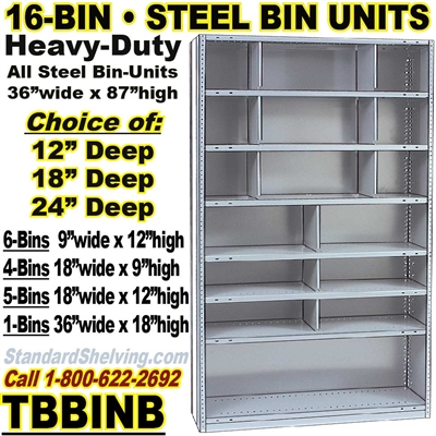 (210) 16-Bin Openings Steel Shelf Unit / TBBINB16