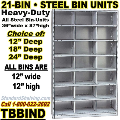 (230) 21-Bin Openings Steel Shelf Unit / TBBIND21