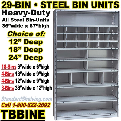 (240) 29-Bin Openings Steel Shelf Unit / TBBINE29