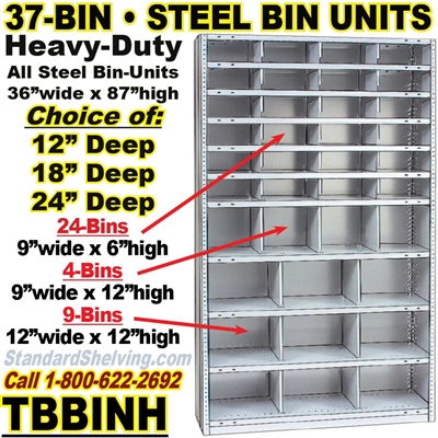 (270) 37-Bin Openings Steel Shelf Unit / TBBINH37