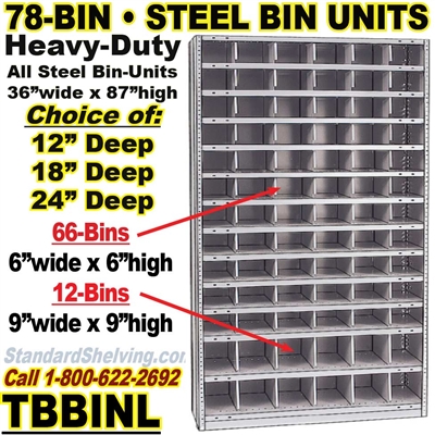 (310) 78-Bin Openings Steel Shelf Unit / TBBINL78