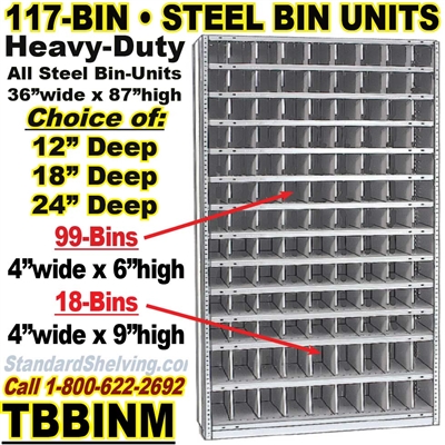 (320) 117-Bin Openings Steel Shelf Unit / TBBINM117