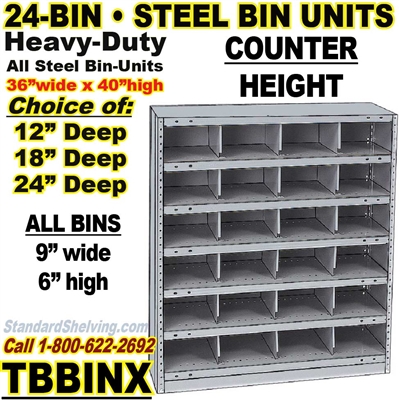 (400) 24-Bin Openings Steel Shelf Unit / TBBINX24