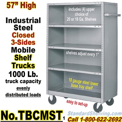 (30A) Steel Shelf Trucks Closed 3-Sides / TBCMST